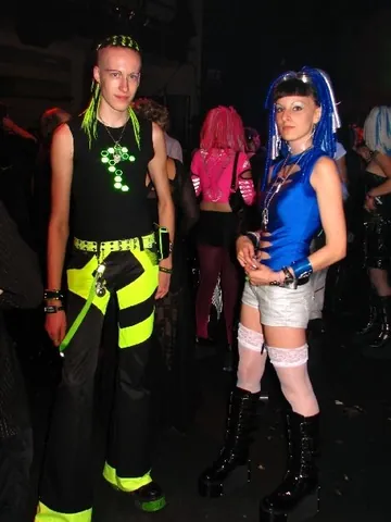 cybergoth: a subculture combining elements of goth and rave culture, typically involving energetic electronic...