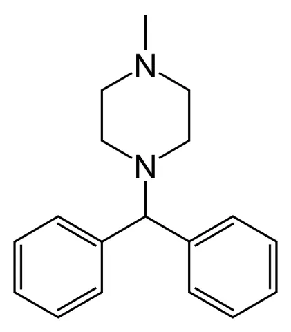 cyclizine: an antiemetic drug used especially in the form of its hydrochloride C₁₈H₂₂N₂·HCl in the treatment...