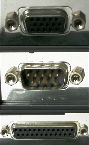d-sub: an electrical connector with two or more rows of pins or sockets surrounded by a D-shaped metal...