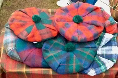 tam o'shanter: a type of woolen hat developed in Scotland; a toorie bunnet
