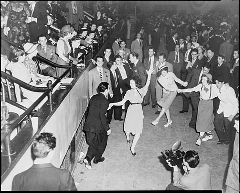 dance floor: a large floor, usually made of hardwood, used primarily for dancing