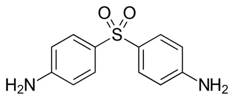 dapsone: a bacteriostatic antimicrobial agent 4-[(4-aminobenzene)sulfonyl]aniline (C₁₂H₁₂N₂O₂S) used in the...