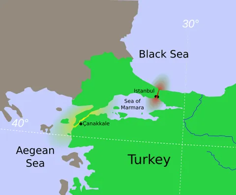 dardanelles: the strait connecting the Sea of Marmara with the Aegean Sea to the west