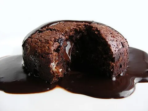 death by chocolate: any of several desserts largely consisting of a chocolate cake with a chocolate sauce