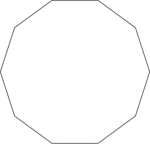 decagon: a polygon with ten sides and ten angles