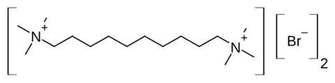 decamethonium bromide: a synthetic salt C₁₆H₃₈Br₂N₂ used as a skeletal muscle relaxant