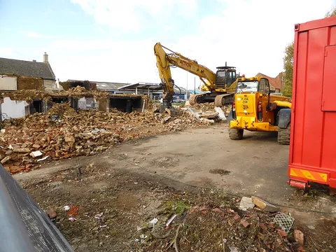 demolish: to destroy (buildings, etc.), especially in a planned or intentional fashion