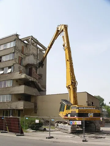 demolition: the process of demolishing or destroying buildings or other structures
