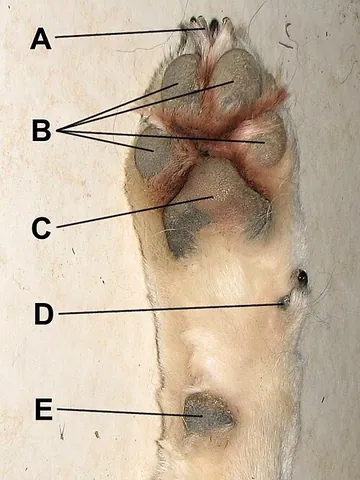 dewclaw: a digit, hoof or claw that does not reach the ground