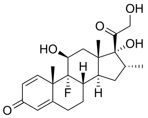 dexamethasone: a synthetic member of the glucocorticoid-class of steroid hormones, having the chemical formula...