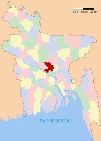 dhaka district: one of the thirteen districts in the Dhaka Division of Bangladesh