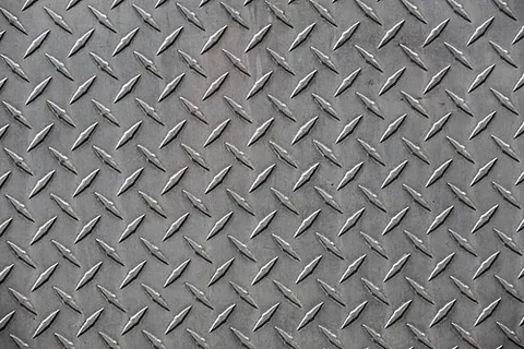 diamond plate: a type of lightweight metal stock with a regular pattern of raised diamonds or lines (anti-slip...