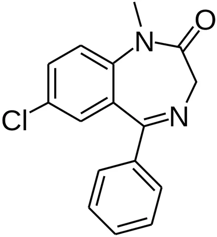 diazepam: a tranquilizing muscle relaxant drug (trademark Valium) used mainly to relieve anxiety