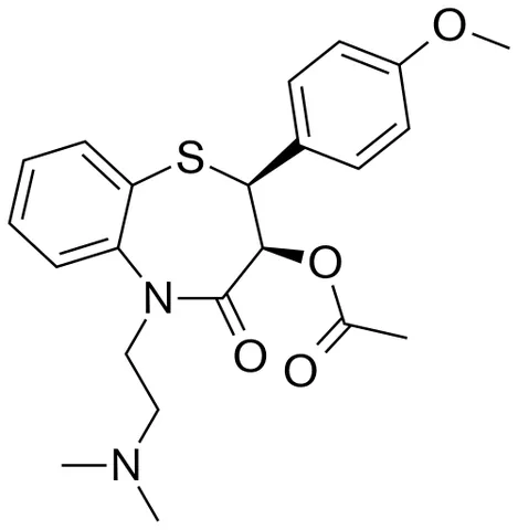 diltiazem: a benzothiazepine drug, a potent vasodilator used to treat hypertension, migraine, angina pectoris,...
