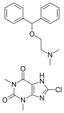dimenhydrinate: a crystalline antihistamine over-the-counter drug used to prevent nausea and motion sickness