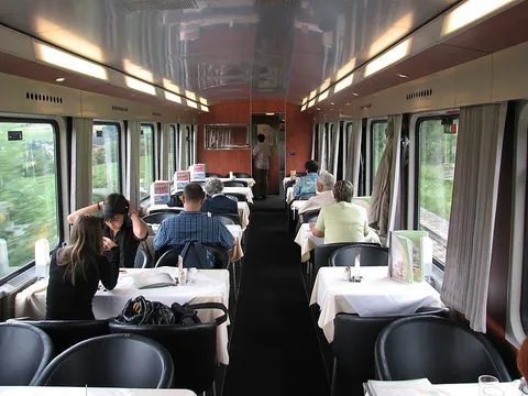 dining car: a carriage on a train that functions as a restaurant