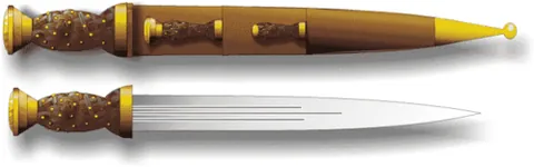 dirk: a long Scottish dagger with a straight blade