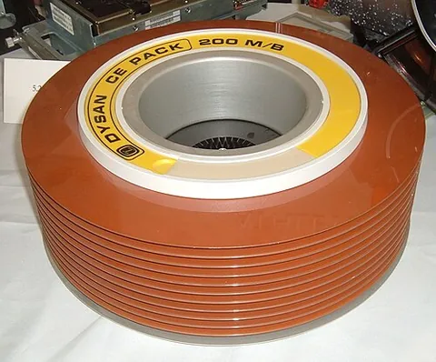 disk pack: a rigid cylindrical device having a center spindle and one or more steel plates with a magnetic...