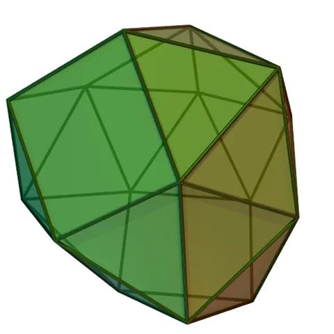 disphenocingulum: a polyhedron, one of the Johnson solids, having 20 triangular and 4 square faces