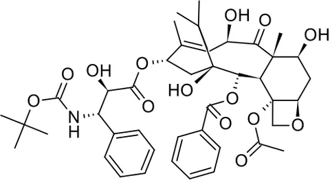 docetaxel: a semisynthetic antineoplastic drug C₄₃H₅₃NO₁₄·3H₂O (trademark Taxotere) that is administered...