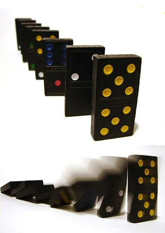 domino effect: the situation in which one event sets off a chain of additional events