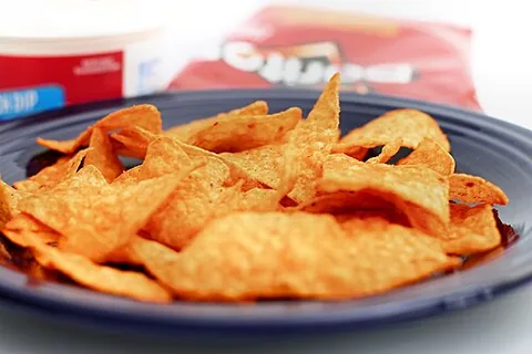 dorito: a tortilla chip of the Doritos brand