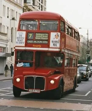 double-decker bus: a bus that has two levels (decks) of seating