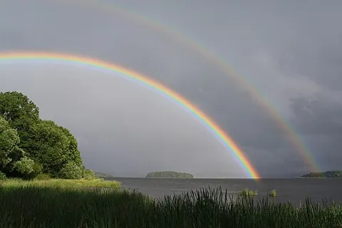 double rainbow: a rainbow that appears to be doubled because of a visible secondary rainbow (caused by a double...