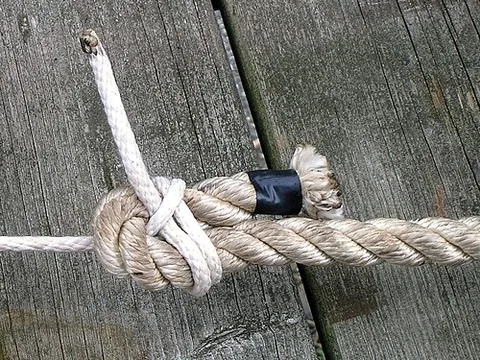 double sheet bend: doubled version of the sheet bend; a strong knot used to tie two ropes of different diameters...