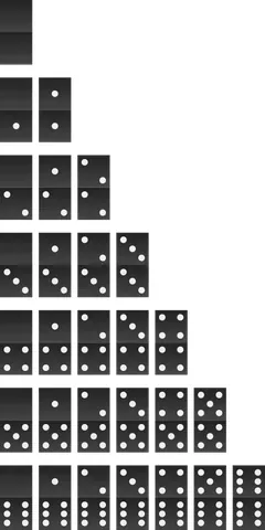 double-six: a set of domino tiles with 28 tiles