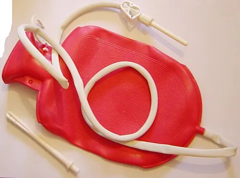 douchebag: a sterile container for holding fluid used in a vaginal douche