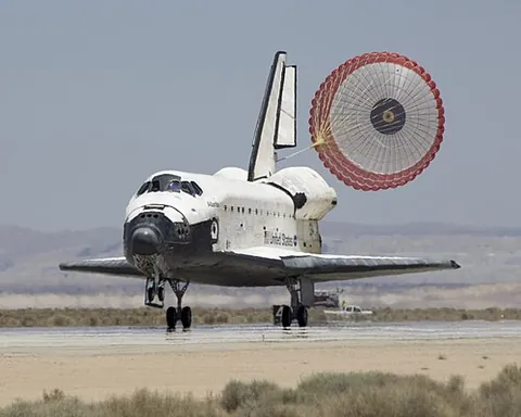 drag parachute: a parachute deployed behind an aircraft, space shuttle, or motor vehicle as a braking device