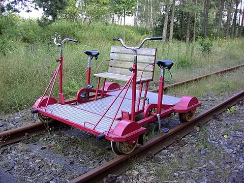 draisine: a light auxiliary rail vehicle (train) or tram