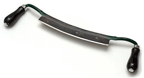 drawing knife: a knife with a handle at each end, used for shaving hoops for barrels by drawing it towards oneself