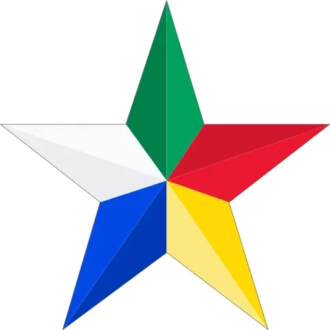 druze star: a Druze religious symbol, a five-coloured star, where each colour represents a metaphysical power