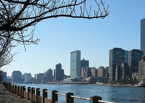 east river: a channel in New York City, New York Harbor, at the narrow end of Long Island Sound, separating...