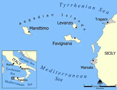 egadi islands: a group of islands located off the western coast of Sicily