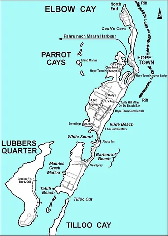 elbow cay: a cay in the Abaco Islands, Bahamas