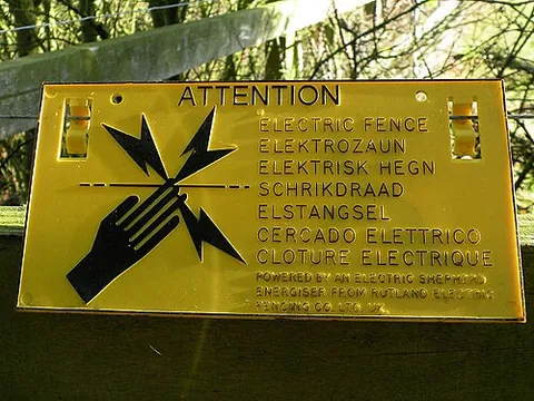 electric fence: a fence containing metal wire through which an electric current is passed, as a deterrent which...