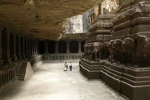 ellora: a temple cave complex in the Aurangabad district of Maharashtra, India
