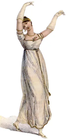 empire waist: a waistline on a woman's dress that is located immediately below the bust