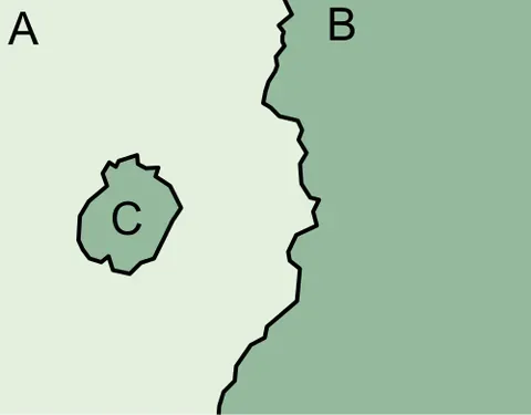 enclave: a political, cultural or social entity or part thereof that is completely surrounded by another