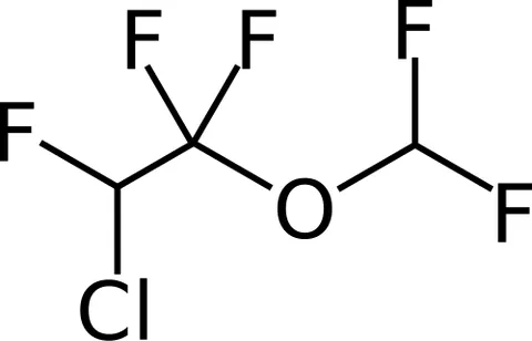 enflurane: 2-chloro-1,1,2,-trifluoroethyl-difluoromethyl ether, a halogenated ether and structural isomer of...
