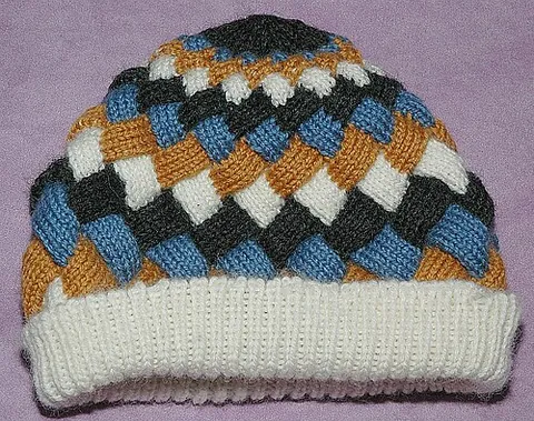 entrelac: a knitting technique used to create a textured diamond pattern, comprising interconnected squares...