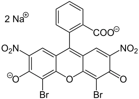 eosin: a red, acidic dye commonly used in histological stains