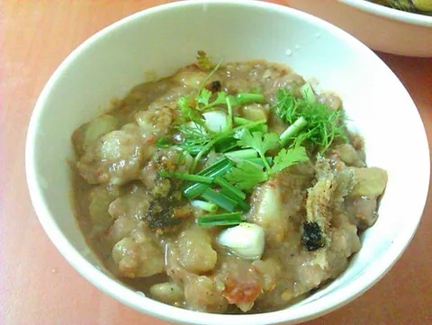 eromba: a spicy Meitei traditional dish, made of ingredients such as fish and vegetables