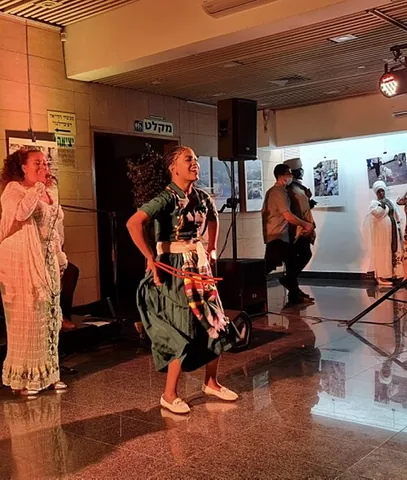 eskista: a folk dance of the Amhara people of Ethiopia characterized by intense shoulder, chest, and neck...