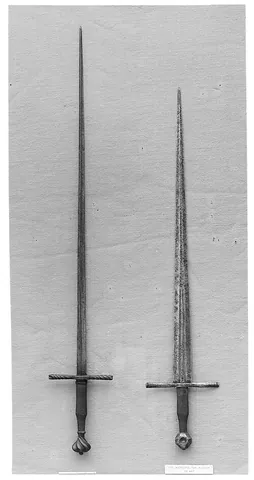 estoc: a type of sword used from the 14th to the 17th century, characterized by a long, straight,...