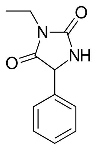 ethotoin: an anticonvulsant drug C₁₁H₁₂N₂O₂ used in the treatment of epilepsy