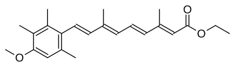 etretinate: a retinoid drug C₂₃H₃₀O₃ used especially to treat severe psoriasis that has been withdrawn from use...